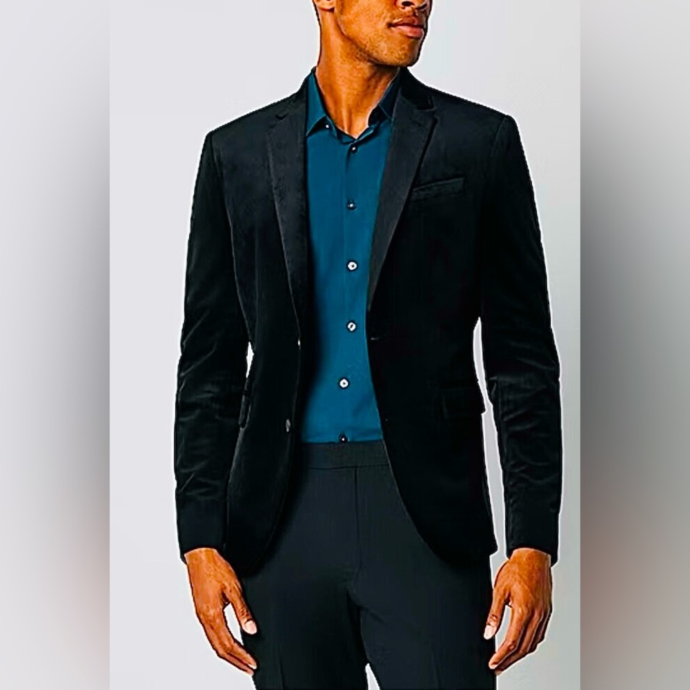 JF J.Ferrar Velvet Mens Slim Stretch Fabric Slim Fit Sport Coat S